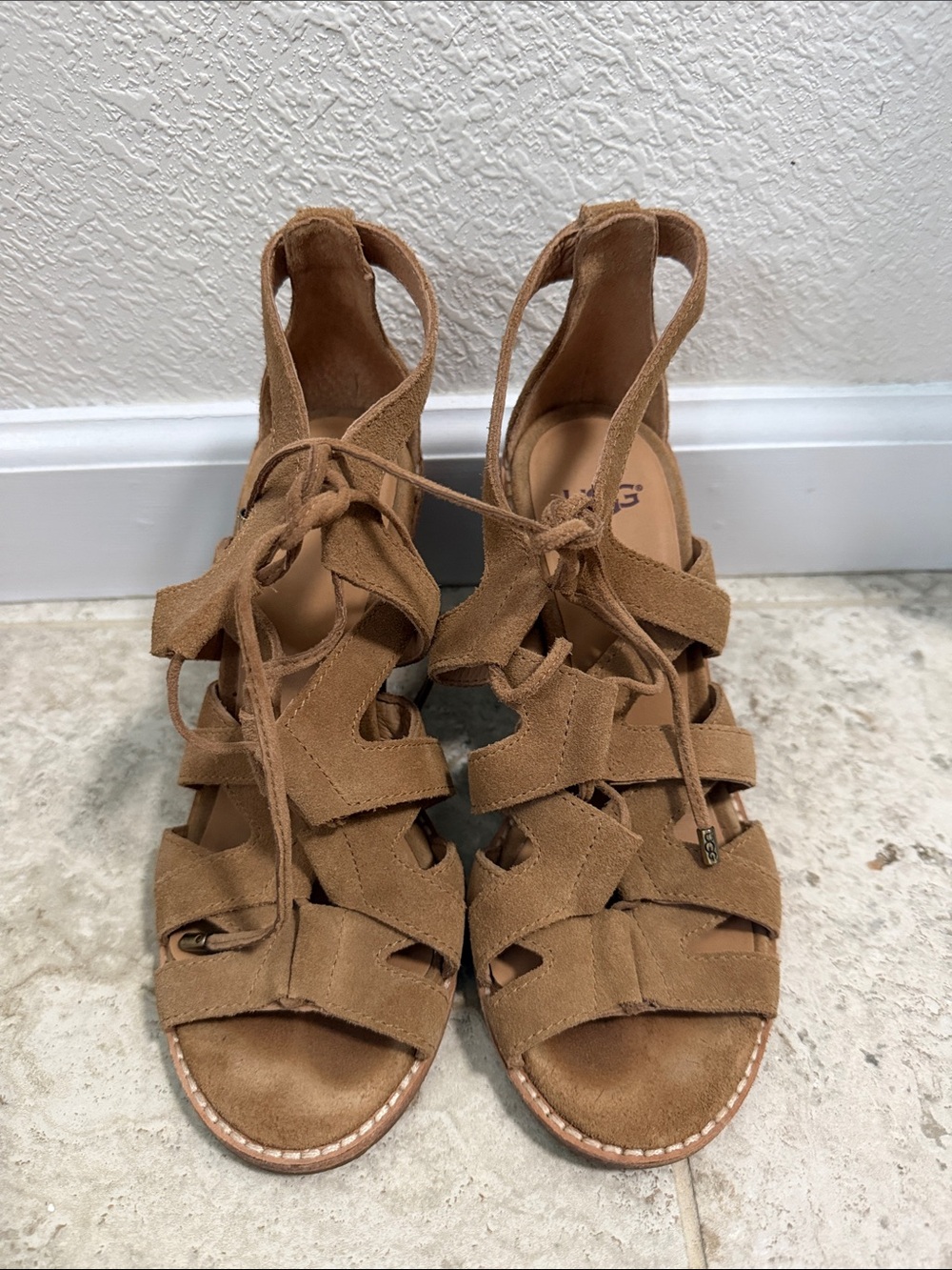 UGG Women's Tan Suede Lace-Up Gladiator Sandals